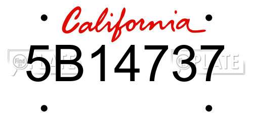 5B14737 California License Plate