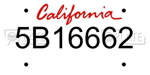 5B16662 California License Plate