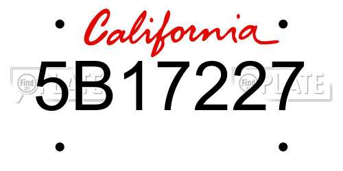 5B17227 California License Plate