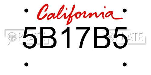 5B17B5 California License Plate