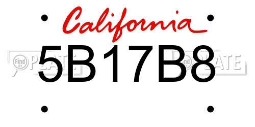 5B17B8 California License Plate