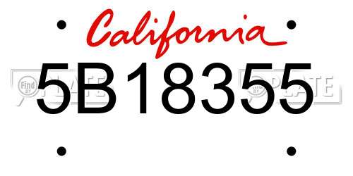 5B18355 California License Plate