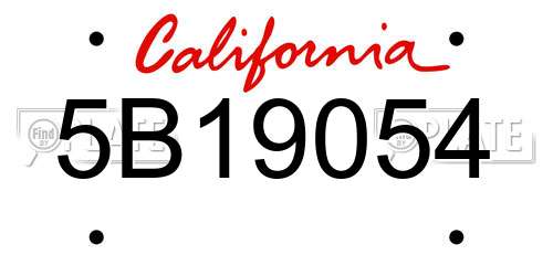 5B19054 California License Plate