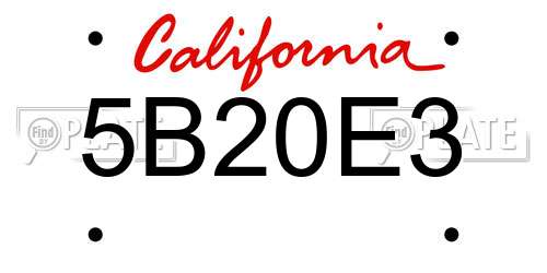 5B20E3 California License Plate