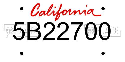 5B22700 California License Plate