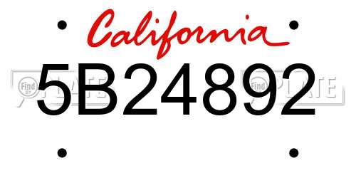 5B24892 California License Plate
