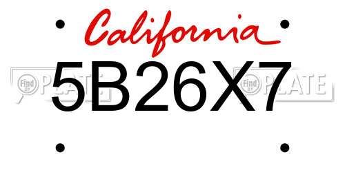 5B26X7 California License Plate