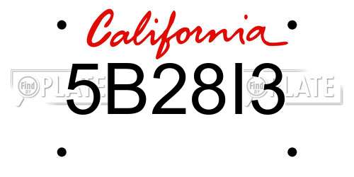 5B28I3 California License Plate