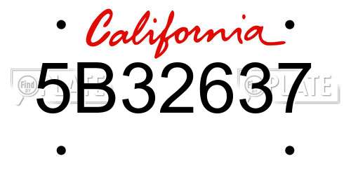 5B32637 California License Plate