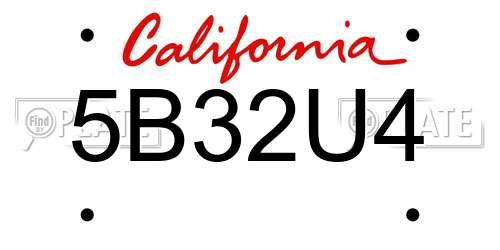 5B32U4 California License Plate