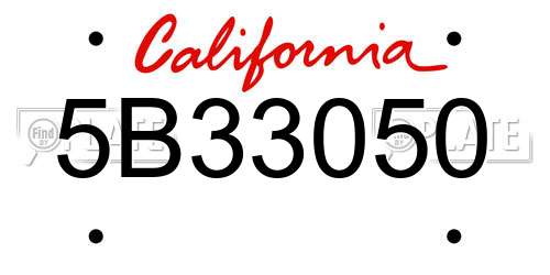 5B33050 California License Plate