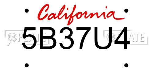 5B37U4 California License Plate