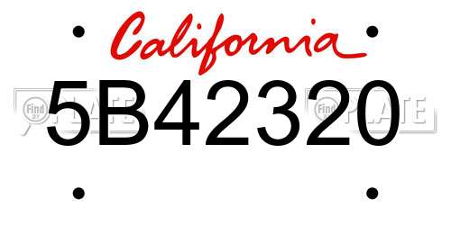 5B42320 California License Plate