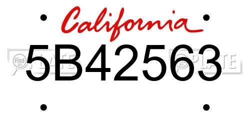 5B42563 California License Plate