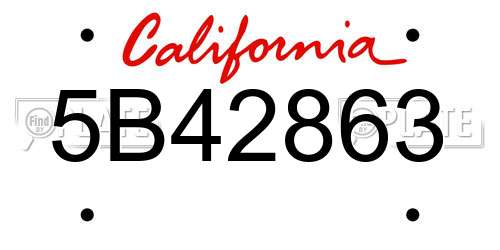 5B42863 California License Plate