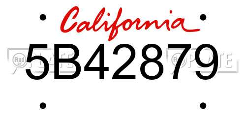 5B42879 California License Plate