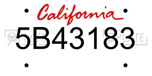 5B43183 California License Plate