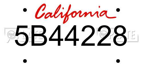 5B44228 California License Plate