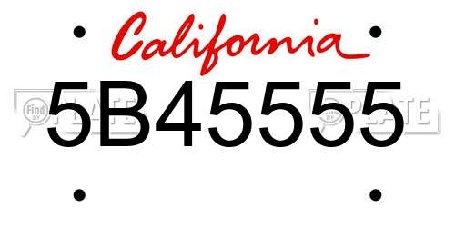 5B45555 California License Plate