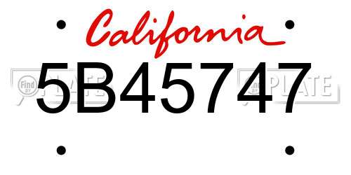 5B45747 California License Plate