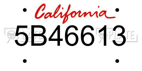 5B46613 California License Plate