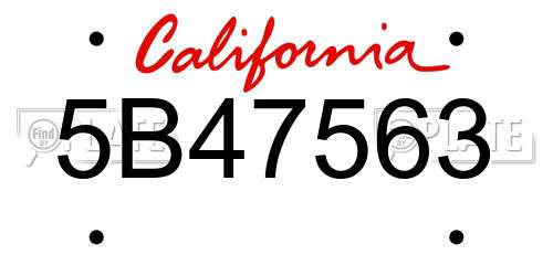 5B47563 California License Plate