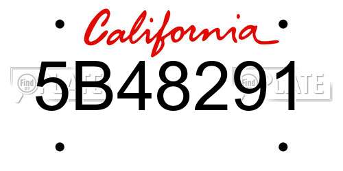 5B48291 California License Plate
