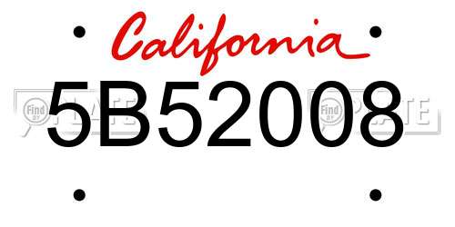 5B52008 California License Plate