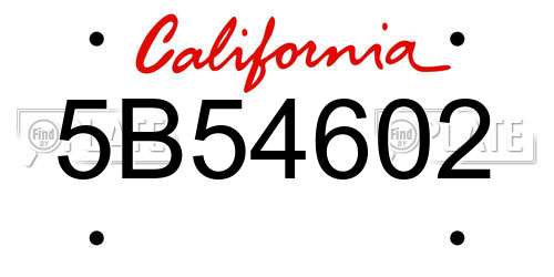 5B54602 California License Plate