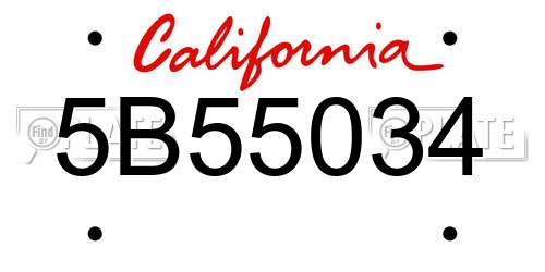 5B55034 California License Plate