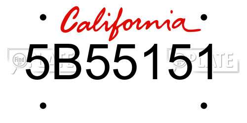 5B55151 California License Plate