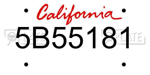 5B55181 California License Plate