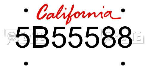 5B55588 California License Plate