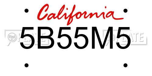 5B55M5 California License Plate