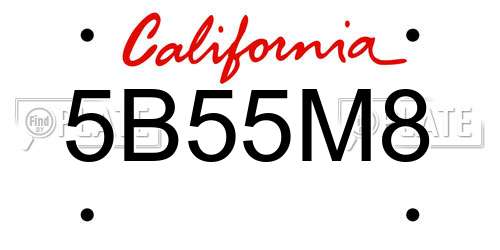 5B55M8 California License Plate