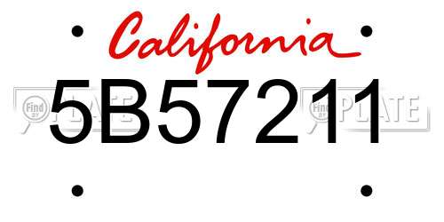 5B57211 California License Plate