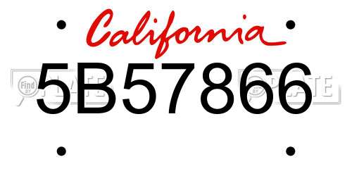 5B57866 California License Plate
