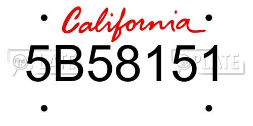 5B58151 California License Plate