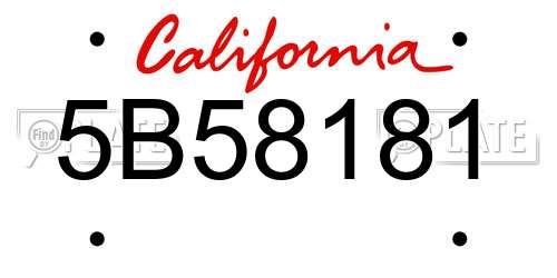 5B58181 California License Plate