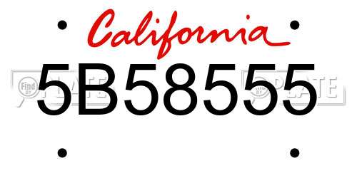 5B58555 California License Plate