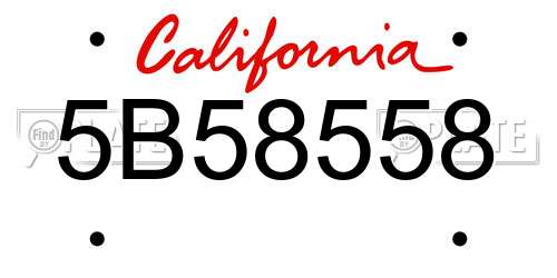 5B58558 California License Plate