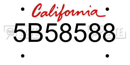 5B58588 California License Plate