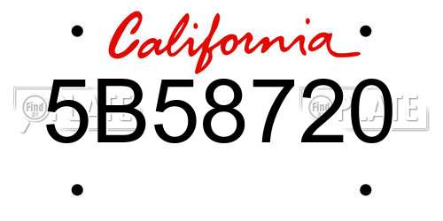 5B58720 California License Plate