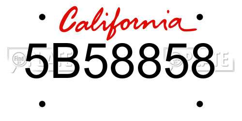5B58858 California License Plate