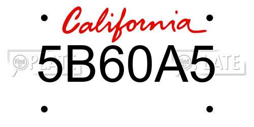 5B60A5 California License Plate