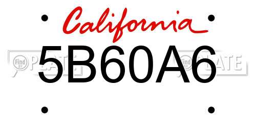 5B60A6 California License Plate