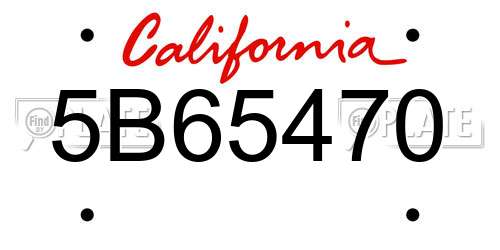5B65470 California License Plate