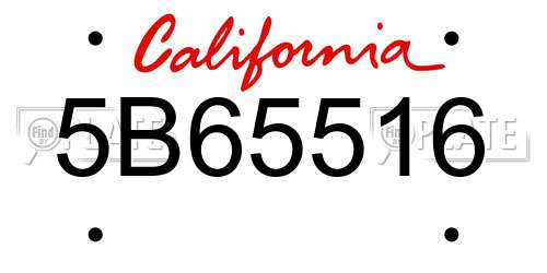 5B65516 California License Plate