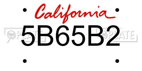 5B65B2 California License Plate