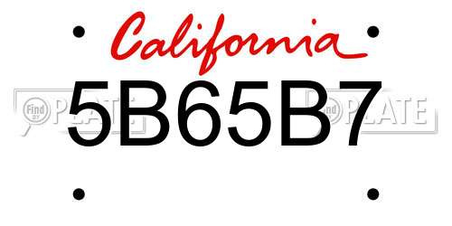 5B65B7 California License Plate